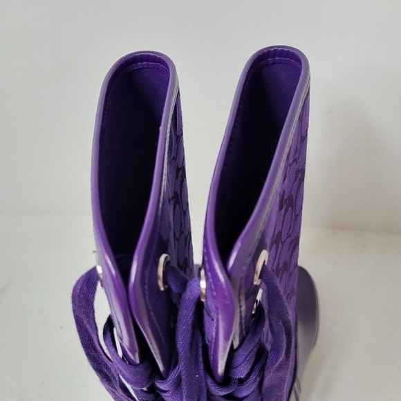 COACH Tristee Monogram Logo Lace Up Rain Boots Size 6B - Picture 6 of 14